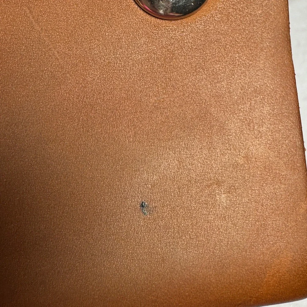 Genuine Leather Trifold Trucker Wallet Tan Brown Made in‎ USA Snap Closure